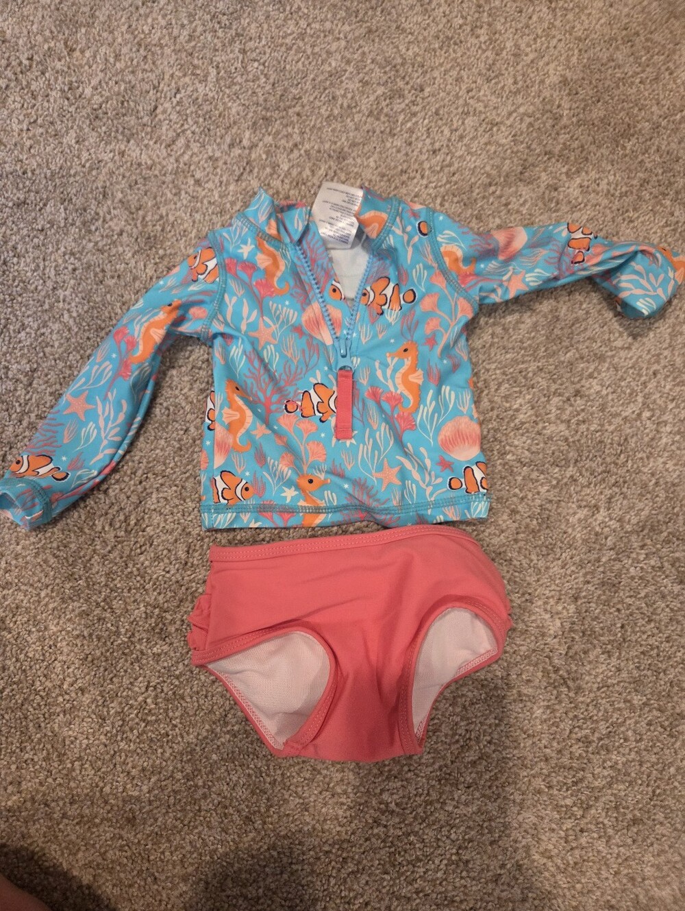 ​RuffleButts Ocean Seahorse Clownfish Swimsuit Set 3-6M
